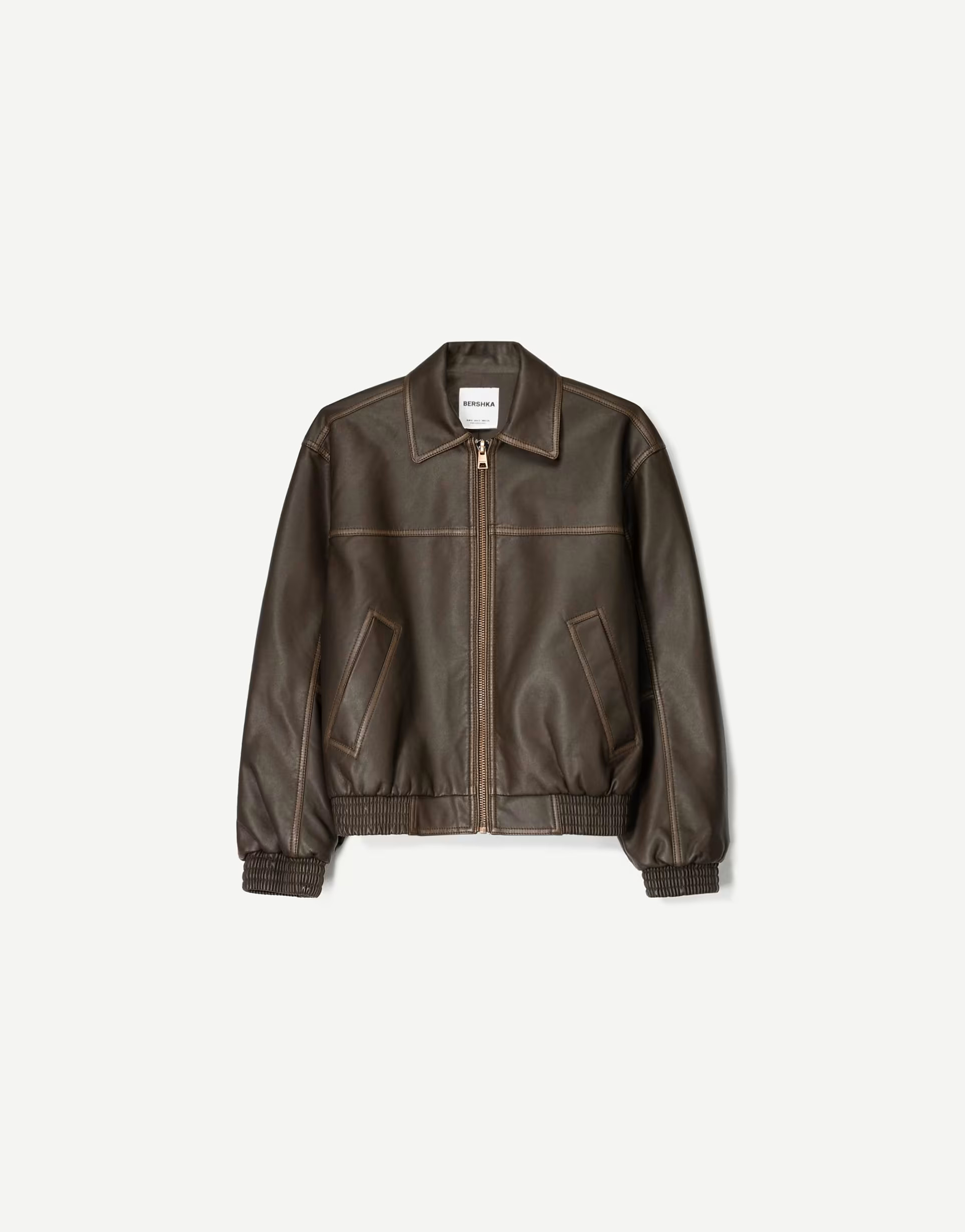 Bershka faux leather oversized jacket in brown | ASOS (Global)
