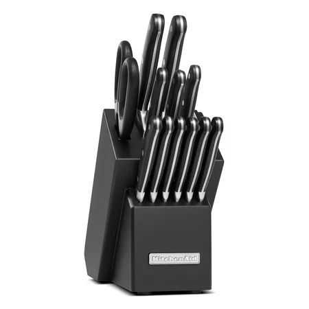 KitchenAid KKFTRF14OB Classic Forged 14 Piece Triple Rivet Cutlery Set Onyx Black | Walmart (US)