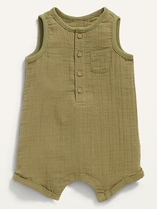 Unisex Sleeveless Henley Romper for Baby | Old Navy (US)