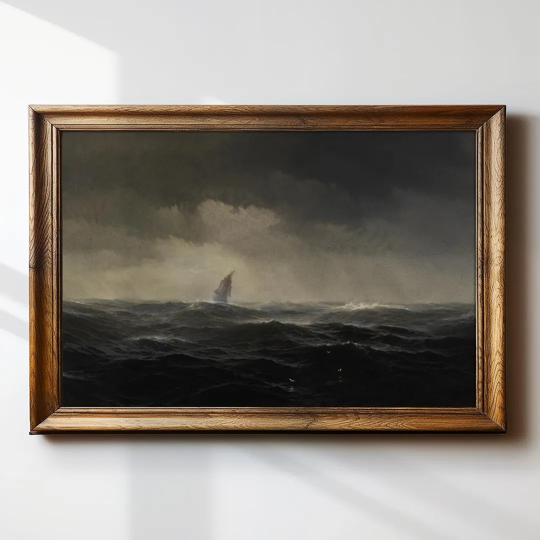 Dark Gothic Painting Framed Print | Sailing Ship Thunderstorm Ocean Art | Dark Academia Decor | A... | Etsy (US)