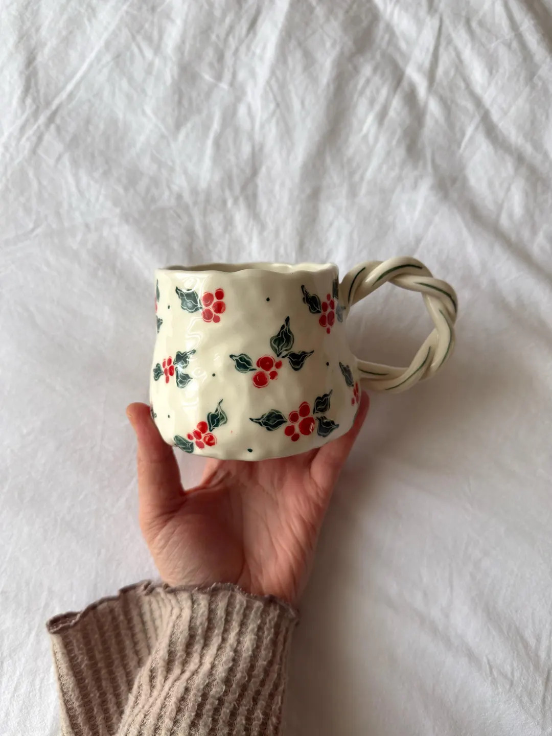 Handmade Winter Ceramic Mug Xmas Winterberry Coffee, Latte, Cup Mug - Christmas Mug - Handpainted... | Etsy (US)