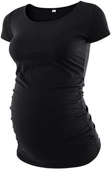 Liu & Qu Womens Maternity Tops Short Sleeve Round Neck Pregnancy Shirts 3 Packs | Amazon (US)