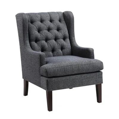 39.5"h Accent Chair With Charcoal Fabric And Plywood Base For Living Area Seat Dark Gray Textured | Wayfair North America
