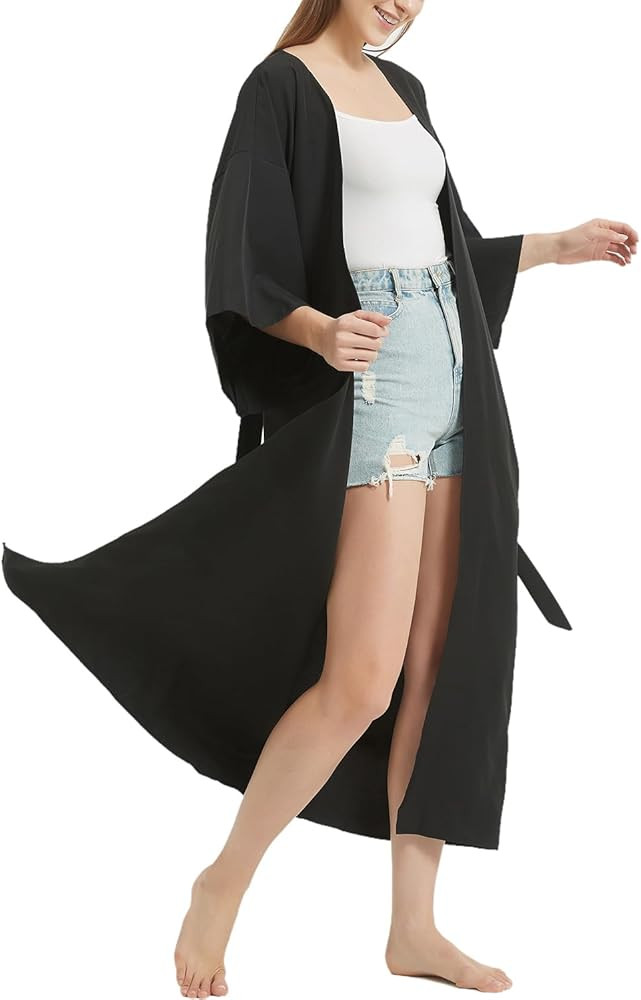 Women's Bohemian Floral Print Kimono Cardigan Summer Swimsuit Beach Cover Up Dresses | Amazon (US)