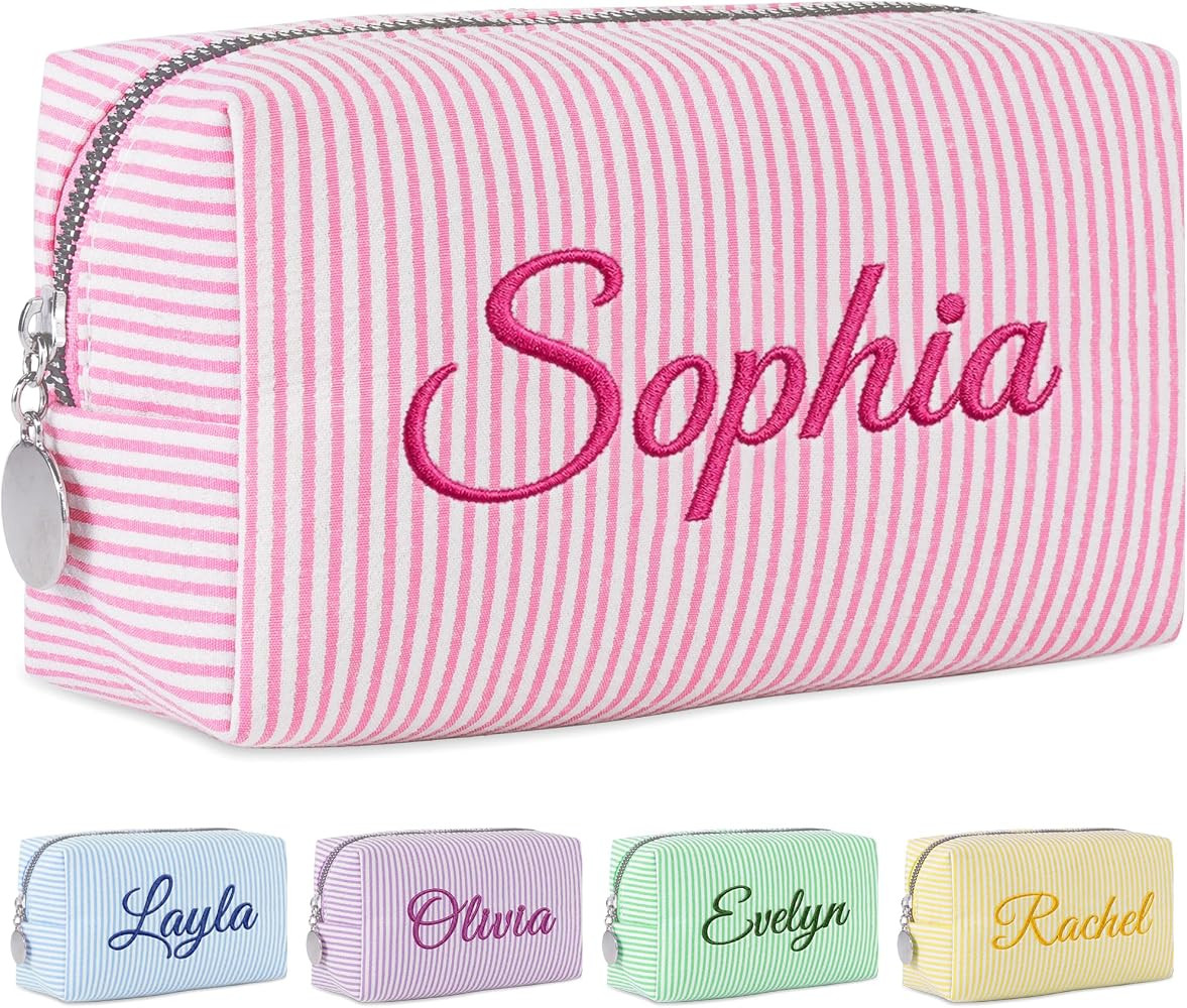 Yofair Personalized Makeup Bag with Name, Bridesmaid Gifts Large Capacity Travel Toiletry Case Cu... | Amazon (US)