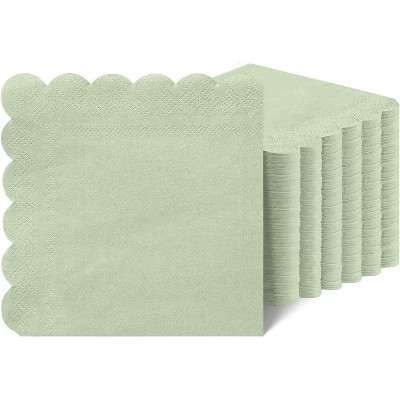 Cocktail Napkins Disposable, 100 Count Scalloped Napkins, Dessert Napkins Beverage Napkins, Folded 5” x 5” Party Napkins | Target