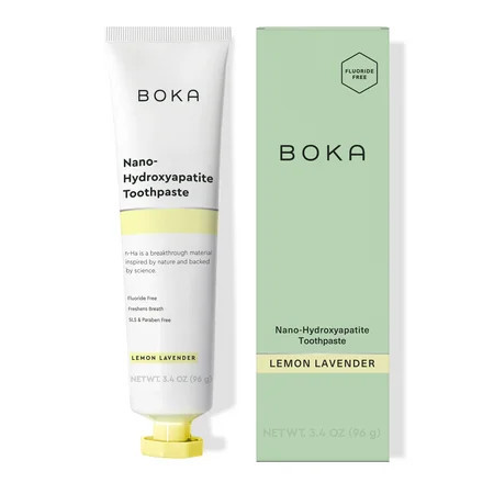 Boka Fluoride Free Toothpaste, Nano-Hydroxyapatite Toothpaste, Appropriate for Sensitive Teeth - Lemon Lavender Flavor, 3.4 fl oz | Walmart (US)