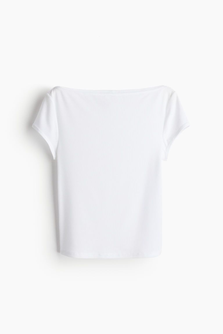 H & M - Ribbed T-shirt - White | H&M (US + CA)