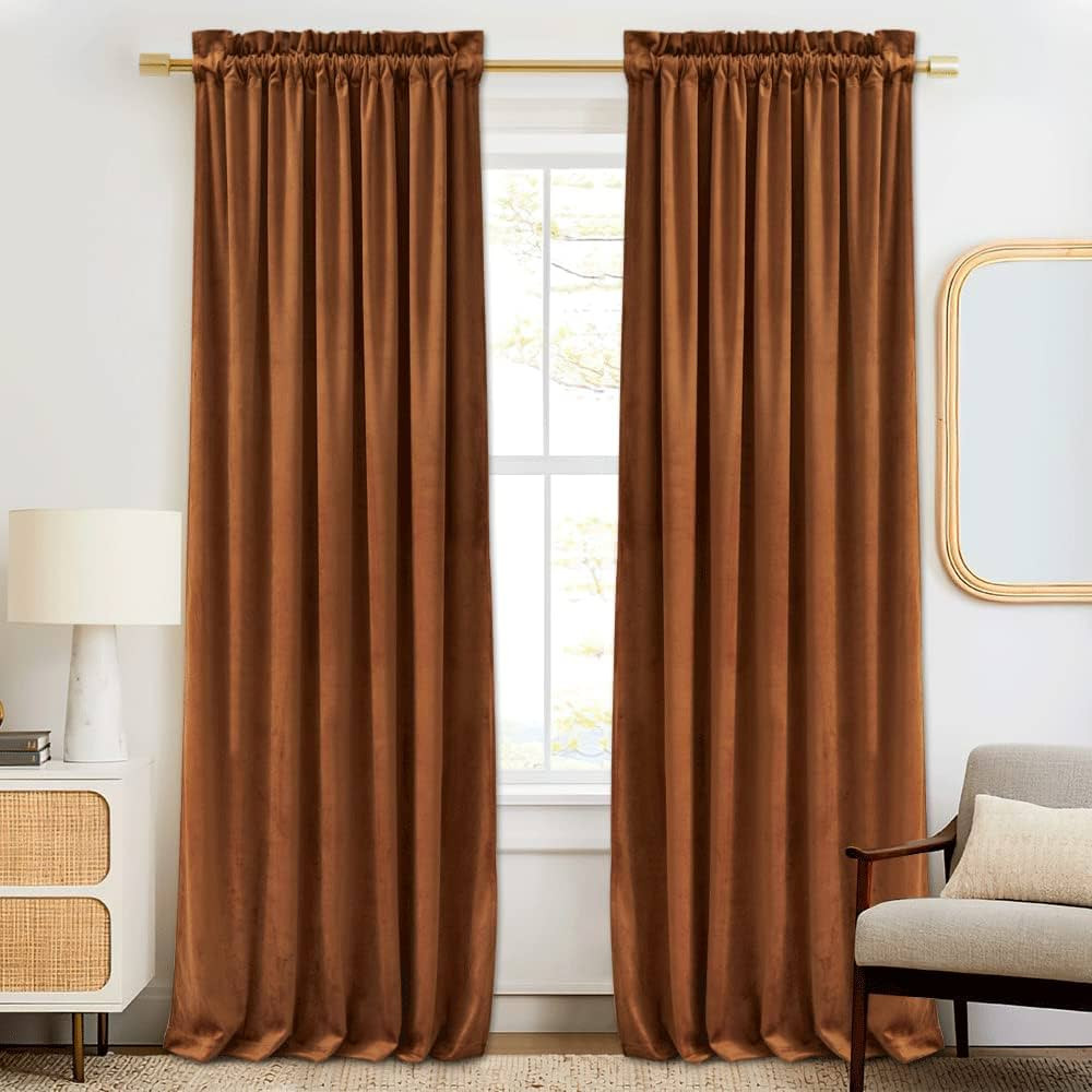 RYB HOME Room Darkening Velvet Curtains 2 Panels Set, Luxury Window Treatment Privacy Thermal Ins... | Amazon (US)