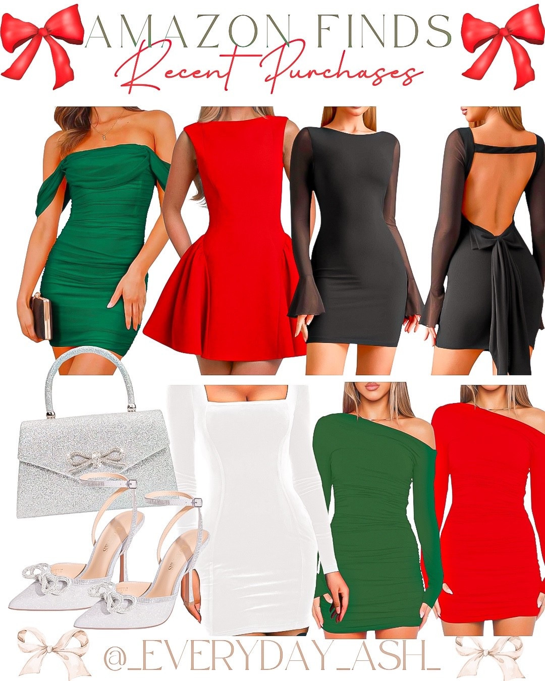 Christmas outfits ❤️🎁

Christmas dress, green dress, red dress, black dress, white dress, sparkle bag, sparkle shoes , Amazon fashion, gift for her 

#LTKootd #LTKGiftGuide #LTKHoliday