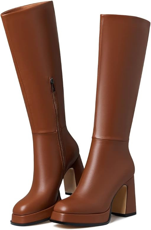 EQAUDES Platform Boots for Women Ankle Boots for Women Goth Chunky High Heels Squared Toe Combat ... | Amazon (US)