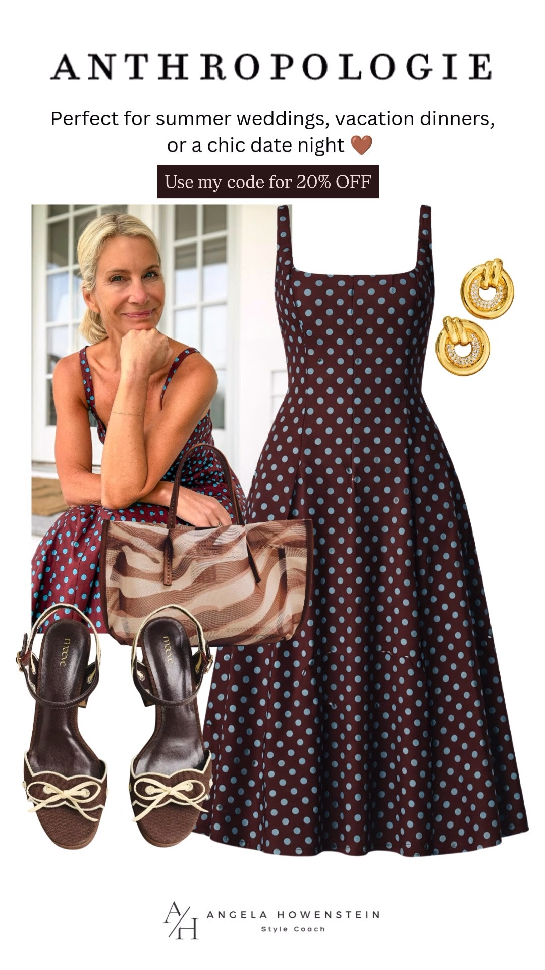 ✨ Save 20% with code ANGELA20.

Vacation dinner outfit 🤎 This polka dot midi dress is effortlessly elegant and perfect for summer weddings, resort dinners, and date nights. Use my code ANGELA20 to save on your Anthropologie order!
❤️ Heart = Support my posts 📌 Save = Get sale & restock alerts 🛍️ Follow me on LTK for more outfit inspiration.

#LTKootd #LTKOver40 #LTKSaleAlert