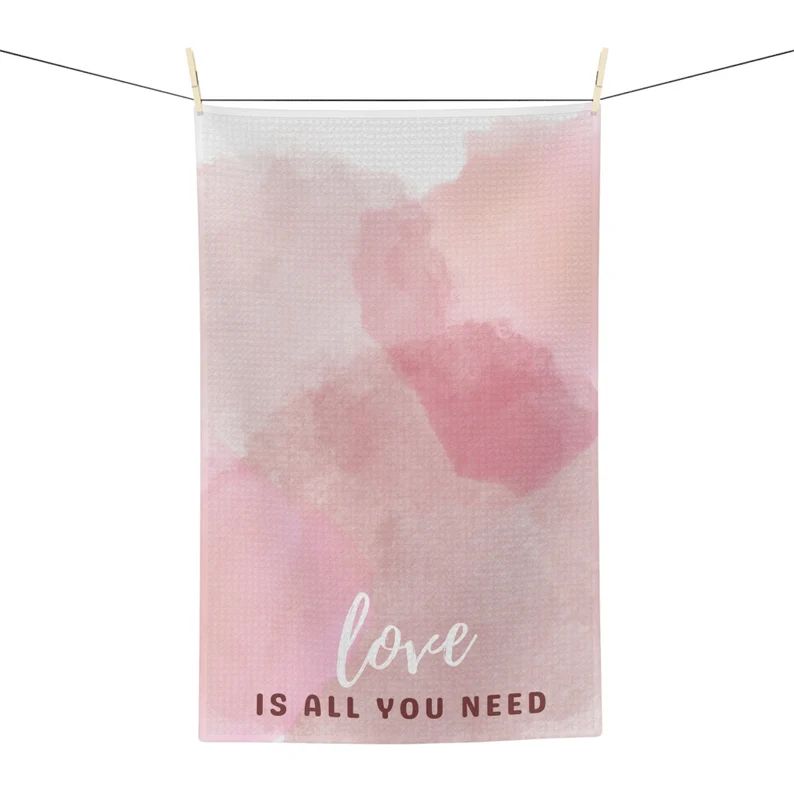 Watercolor Valentines Day Gift love is All You Need Microfiber Tea Towel - Etsy | Etsy (US)