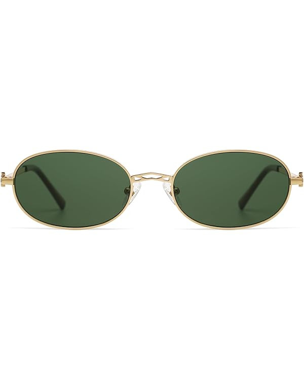 Retro Small Oval Sunglasses for Women Men Rectangle Metal Sun Glasses Classic Sunnies AP3662 | Amazon (US)