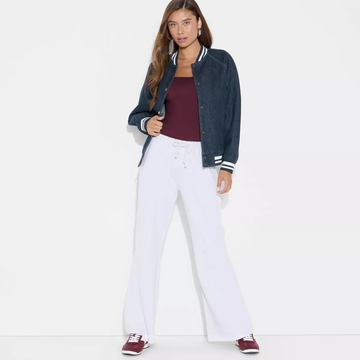 Women's Denim Varsity Jacket - Wild Fable™ | Target