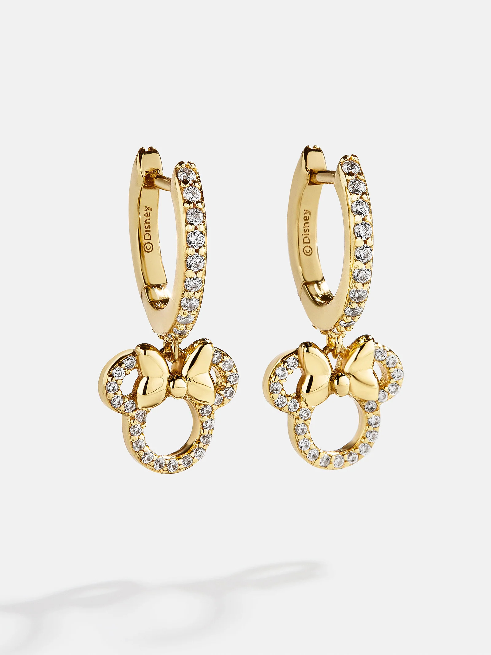 Minnie Mouse Disney 18K Gold Plated Sterling Silver Huggie Charm Earrings - Minnie Mouse | BaubleBar