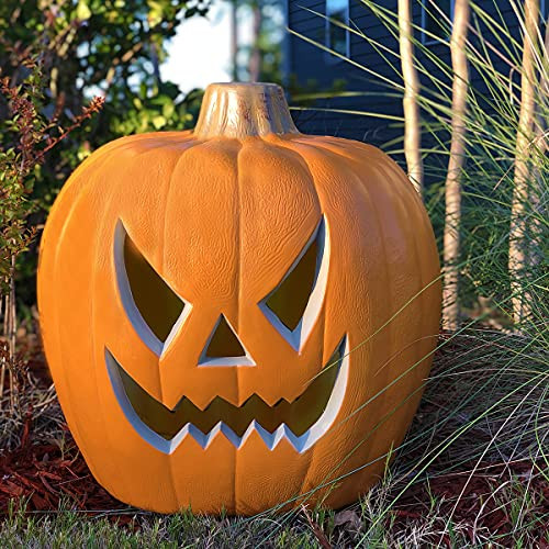 21" Jack O Lantern - Large Halloween Pumpkin Lantern with Pre-lit LED Bulbs - Gaint Indoor/Outdoor Light Up Pumpkin for Halloween Decoration in Garden Patio Front Door Decor 21" | Amazon (US)