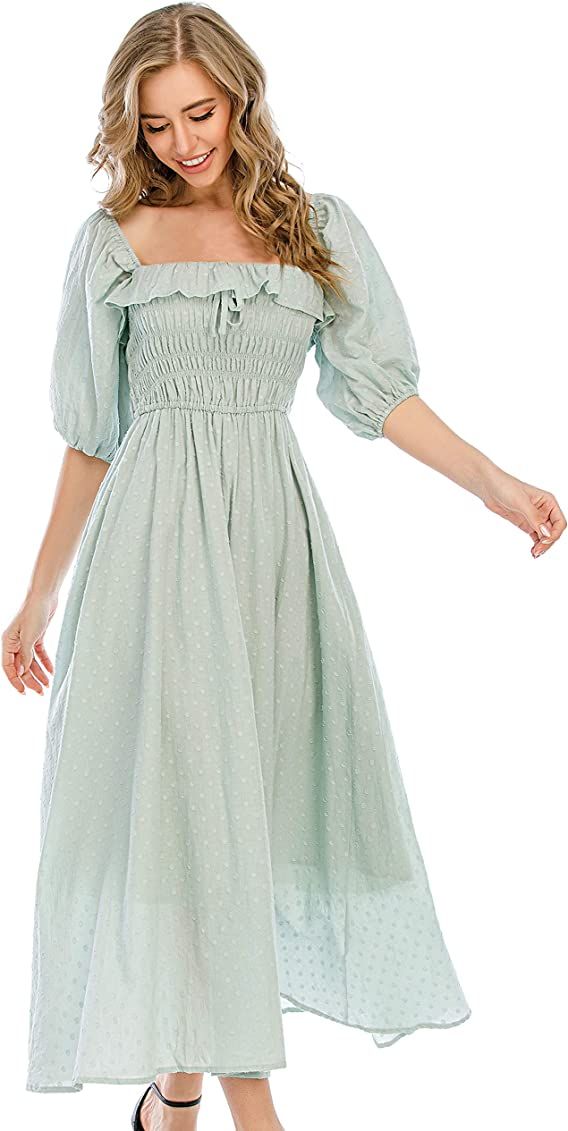 R.Vivimos Women Summer Half Sleeve Cotton Ruffled Vintage Elegant Backless A Line Flowy Long Dresses | Amazon (US)