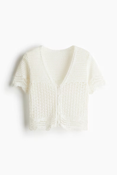 H & M - Crochet-Look Beach Top - White | H&M (US + CA)