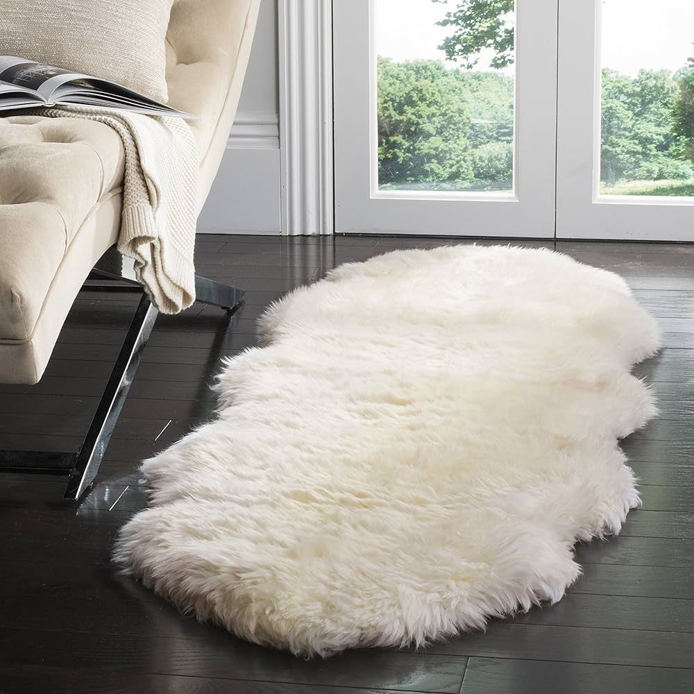 SAFAVIEH Sheep Skin Collection Runner Rug - 2' x 6', Natural & White, Handmade Rustic Glam Genuin... | Amazon (US)