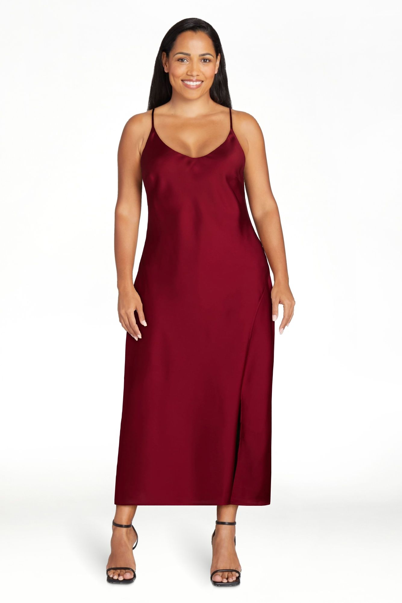 Scoop Women's Satin Midi Slip Dress with Side Slit, Sizes XS-XXL | Walmart (US)