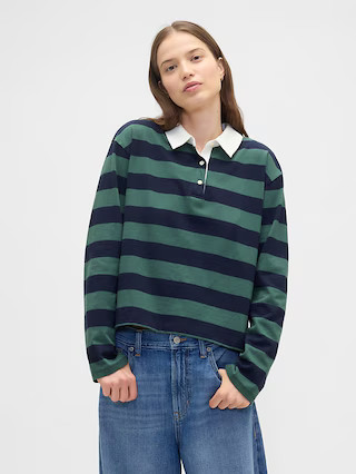 Oversized Stripe Rugby Polo Shirt | Gap Factory