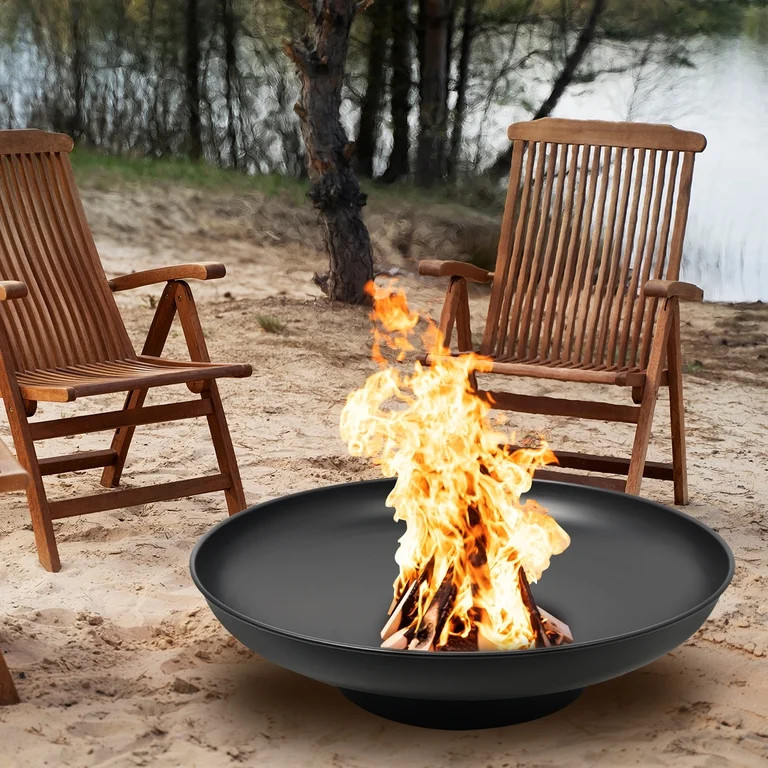 Linsen-outdoors Camping Fire Pit For Outside Garden Bonfire Party And Patio 32 Inch Black | Walmart (US)