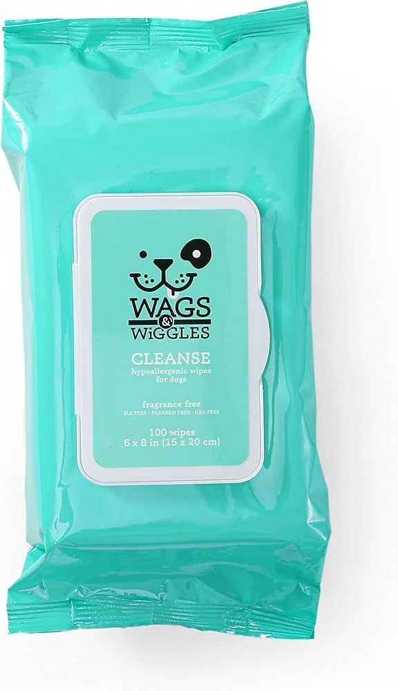 Wags & Wiggles Cleanse Hypoallergenic Wipes 100ct | Hypoallergenic Dog Wips 100 Count Package, Fr... | Amazon (US)
