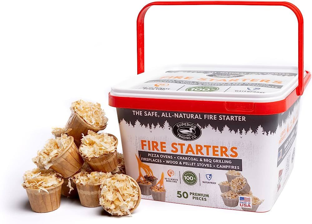Superior Trading Fire Starter Pods in Plastic Bucket - Fire Starters for Campfires, BBQ, Grill, P... | Amazon (US)