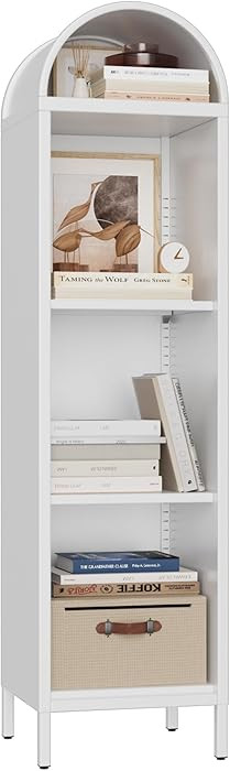 METAN Metal Arched Bookcase Cabinet,Small Arched Bookcase,White Bookshelves for Home Office,Assem... | Amazon (US)