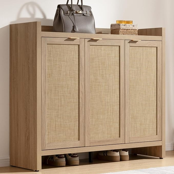 Amazon.com: SICOTAS Shoe Storage Cabinet, 30 Pairs Rattan Shoe Cabinet Storage for Entryway, 6-Ti... | Amazon (US)