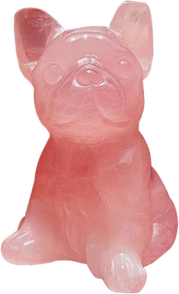 CDIYTOOL Natural Crystal French Bulldog Statue, 2.4 Inches Animal Figurines Pocket Carved Loyal D... | Amazon (US)