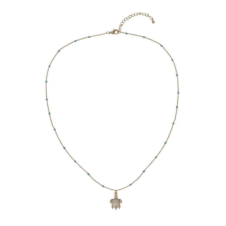 Believe by Brilliance Women's Adult Female 14kt Gold Flash Plated Turtle with CZ Pave Pendant Nec... | Walmart (US)