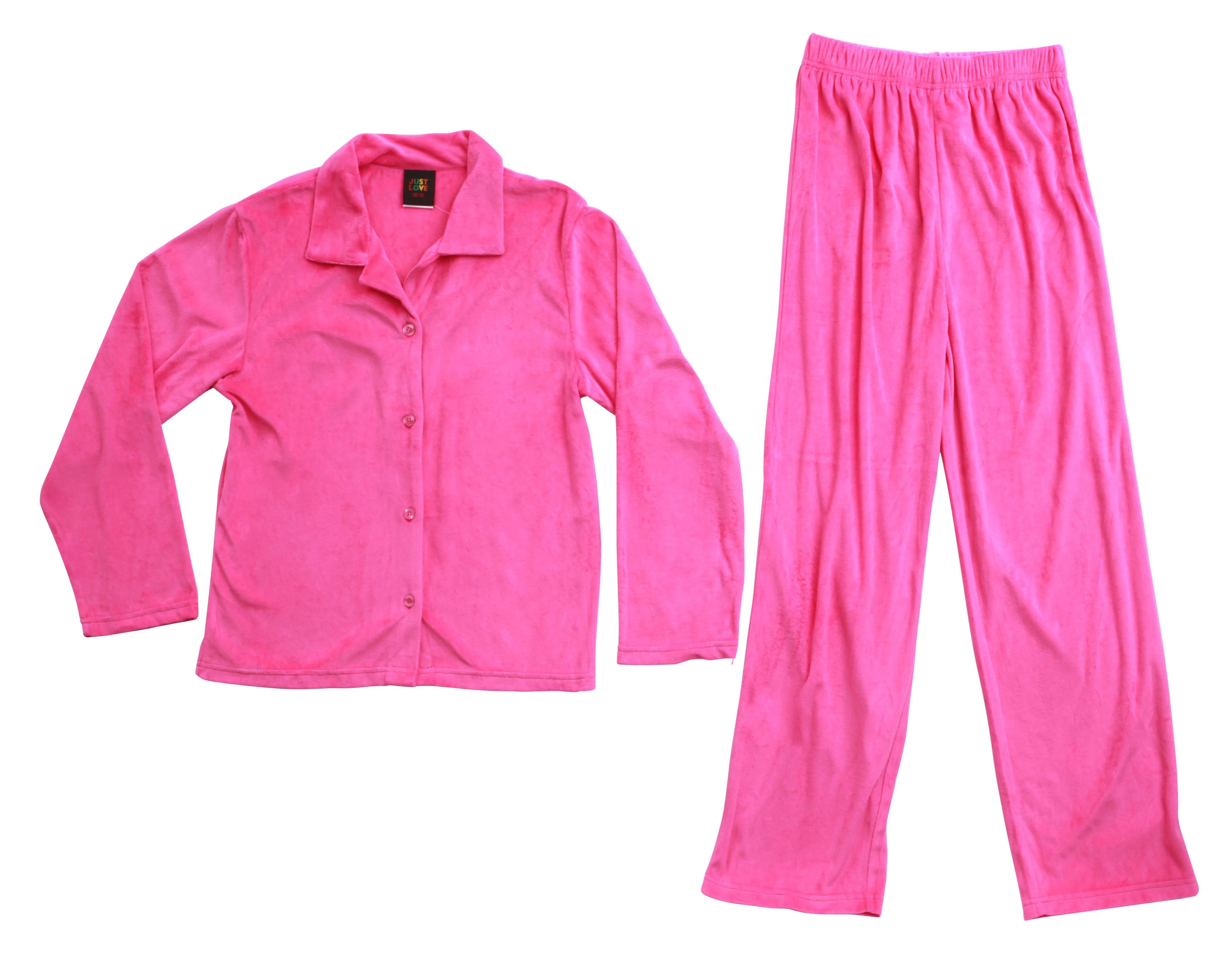 Just Love Girls Velour Pajama Coat Sets (Solid Fuchsia, 10-12) | Walmart (US)