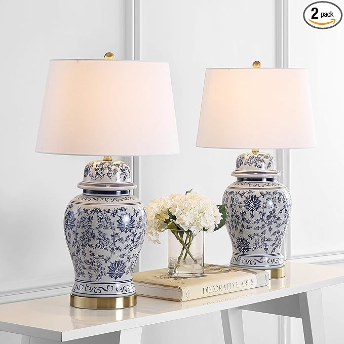 SAFAVIEH Lighting Collection Arwen Blue / White 31-inch Bedroom Living Room Home Office Desk Nigh... | Amazon (US)