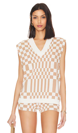 Carice Checkered Vest in Nude & White | Revolve Clothing (Global)