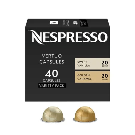 Nespresso Capsules Vertuo, Medium Roast Coffee, Variety Pack, Sweet Vanilla, Golden Caramel, 40- Count Coffee & Espresso Pods, Brews 7.77 oz | Walmart (US)