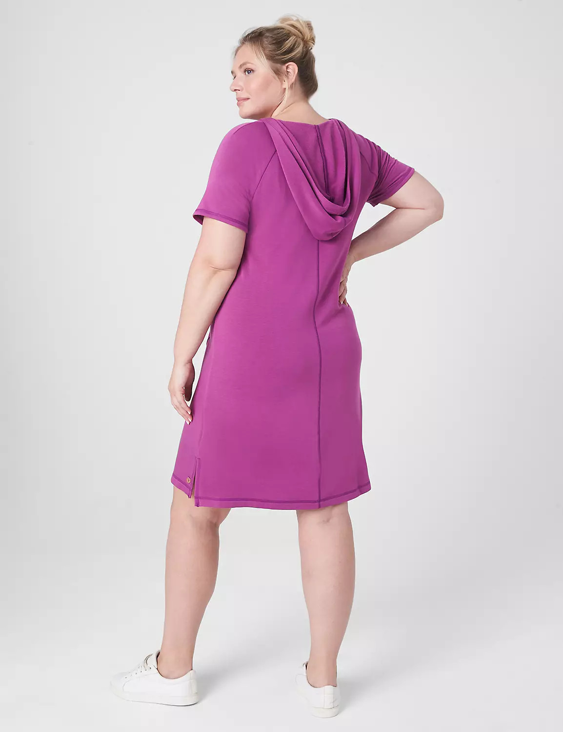 LIVI CozySoft Short-Sleeve V-Neck Hooded Dress | LaneBryant | Lane Bryant (US)