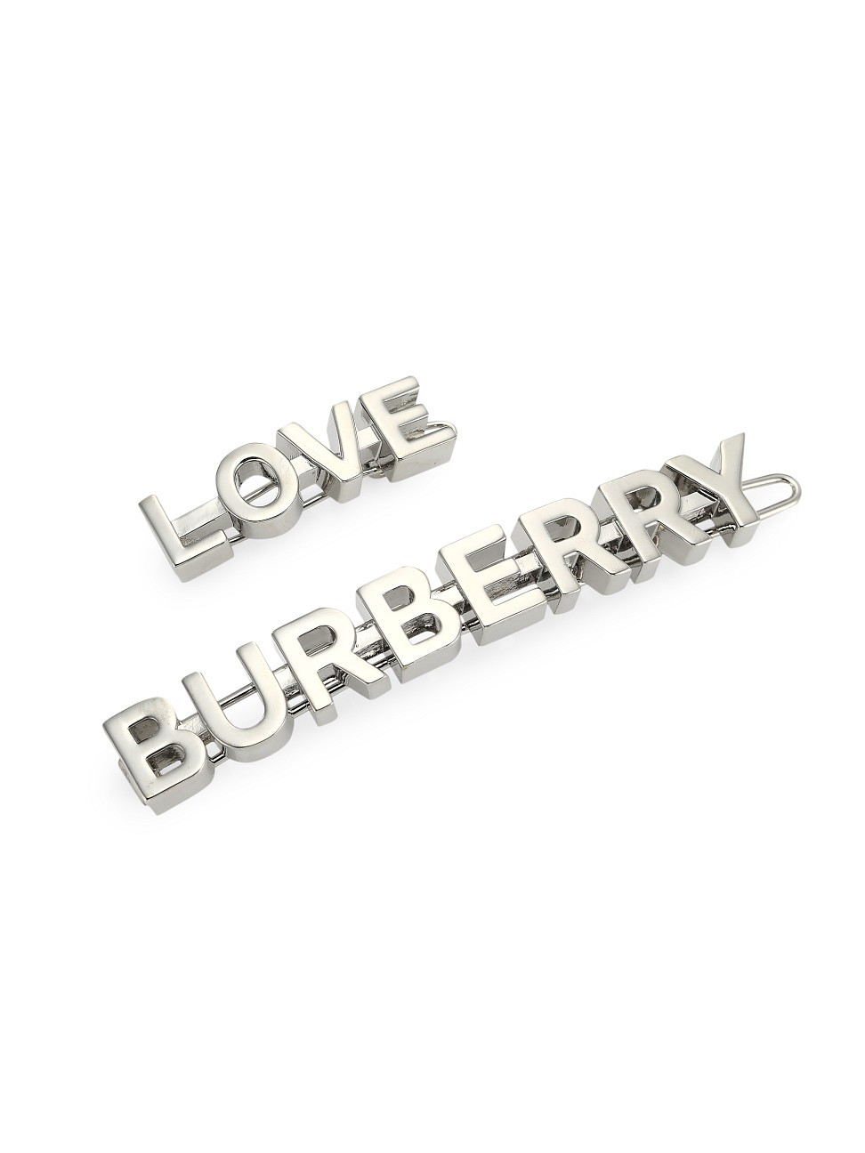 Burberry Women's 2-Piece Silvertone Logo & Love Hair Clip Set - Silver | Saks Fifth Avenue