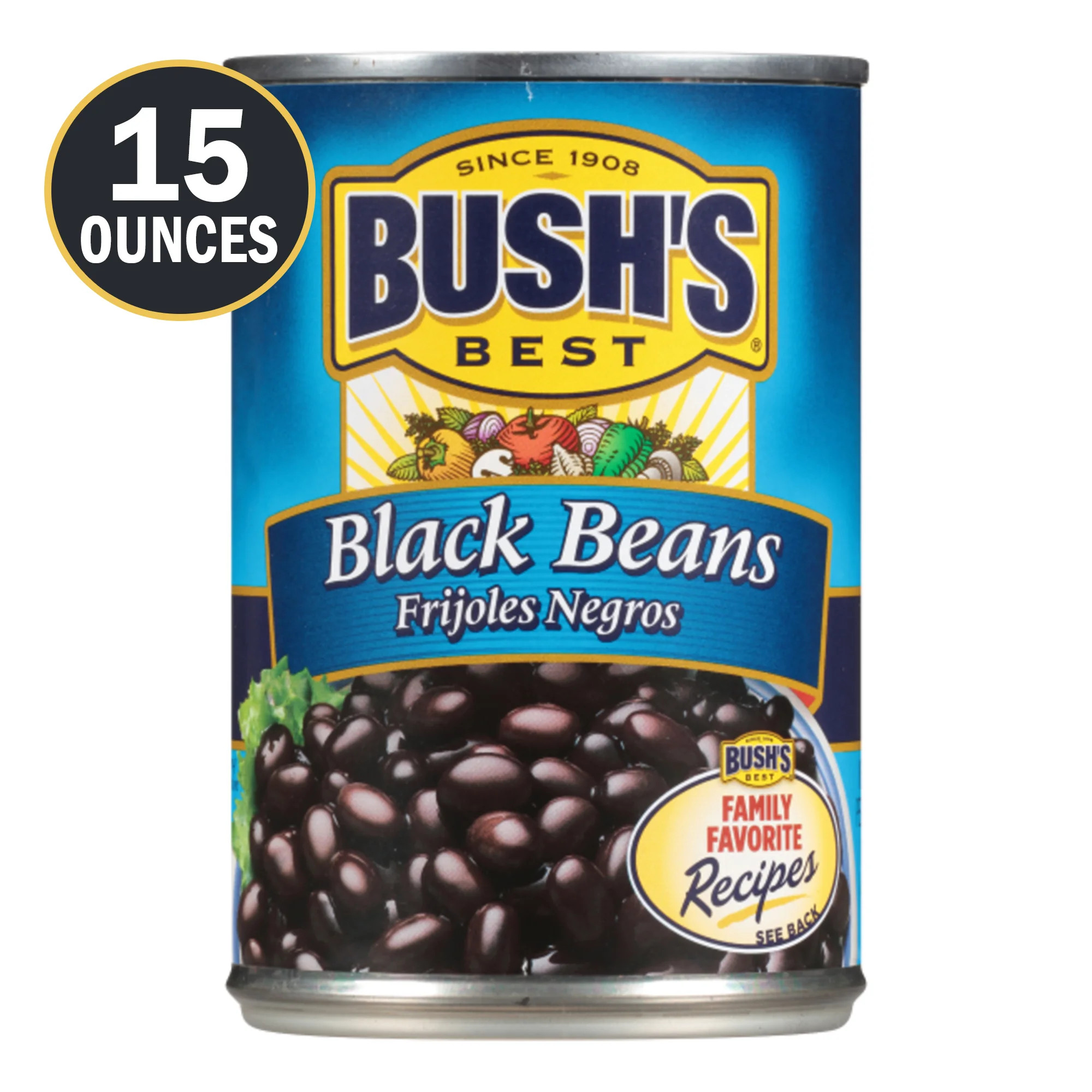 Bush's Black Beans, Canned Beans, 15 oz - Walmart.com | Walmart (US)