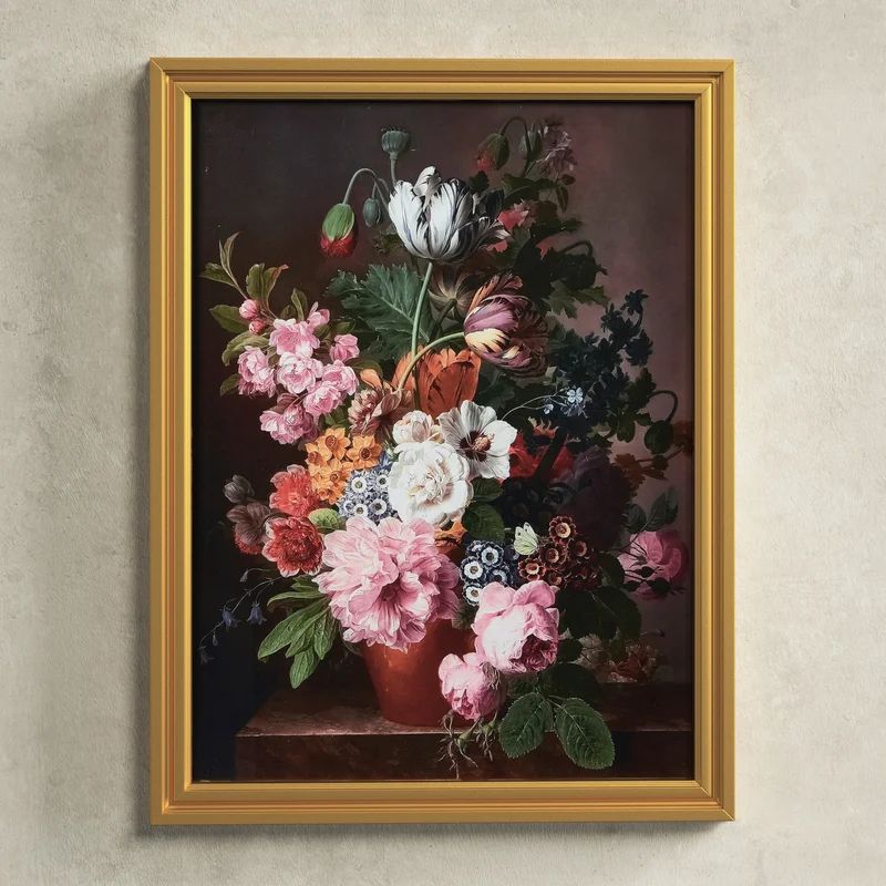 Vintage Reproduction Floral Still Life Print With Solid Wood Frame | Wayfair North America