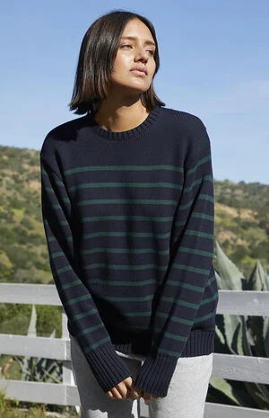 John Galt Blue & Green Thin Striped Brianna Sweater | PacSun