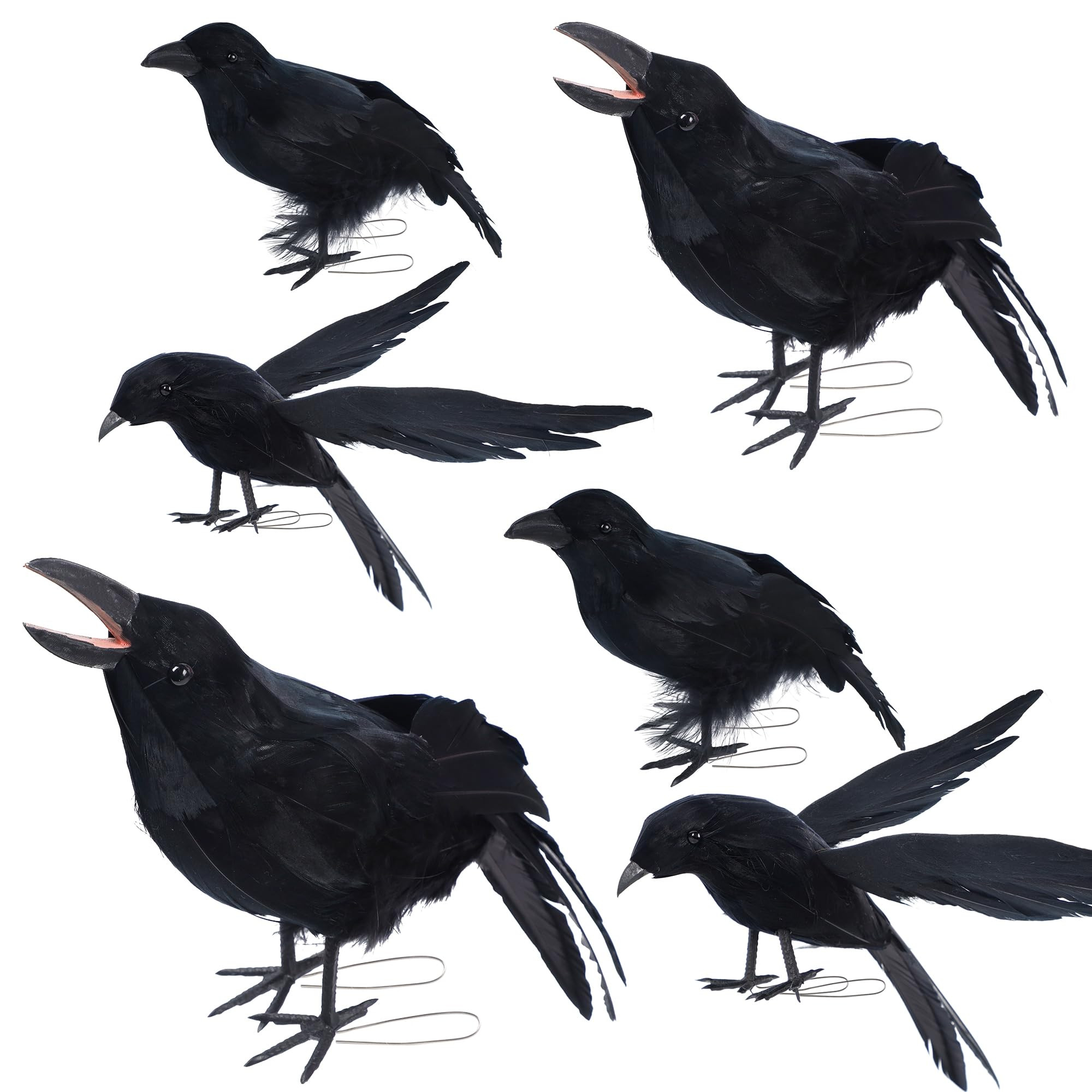 YOFIT 6 Pack Crows Halloween Decorations, Raven Halloween Decor Assorted Size Fake Crow Black Bir... | Amazon (US)
