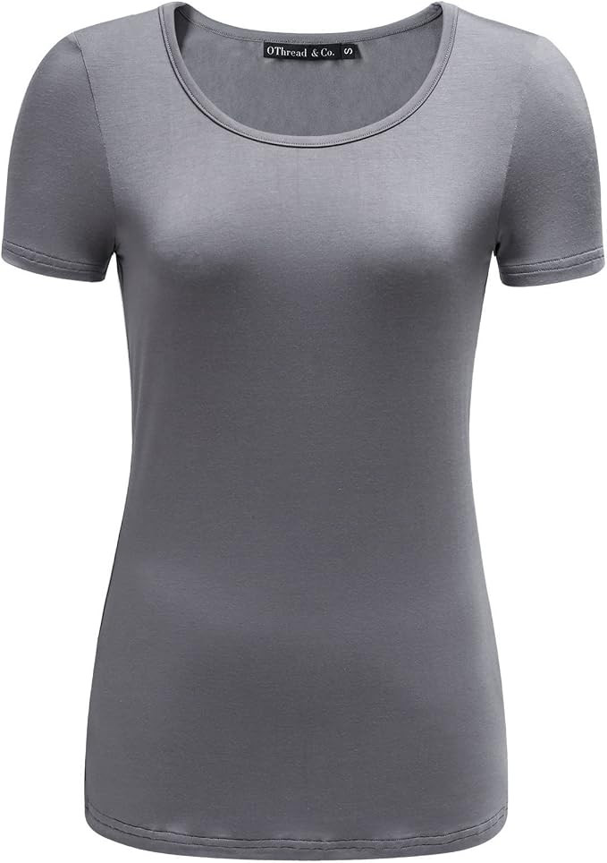 OThread & Co. Women's Short Sleeve T-Shirt Scoop Neck Basic Layer Stretchy Shirts | Amazon (US)