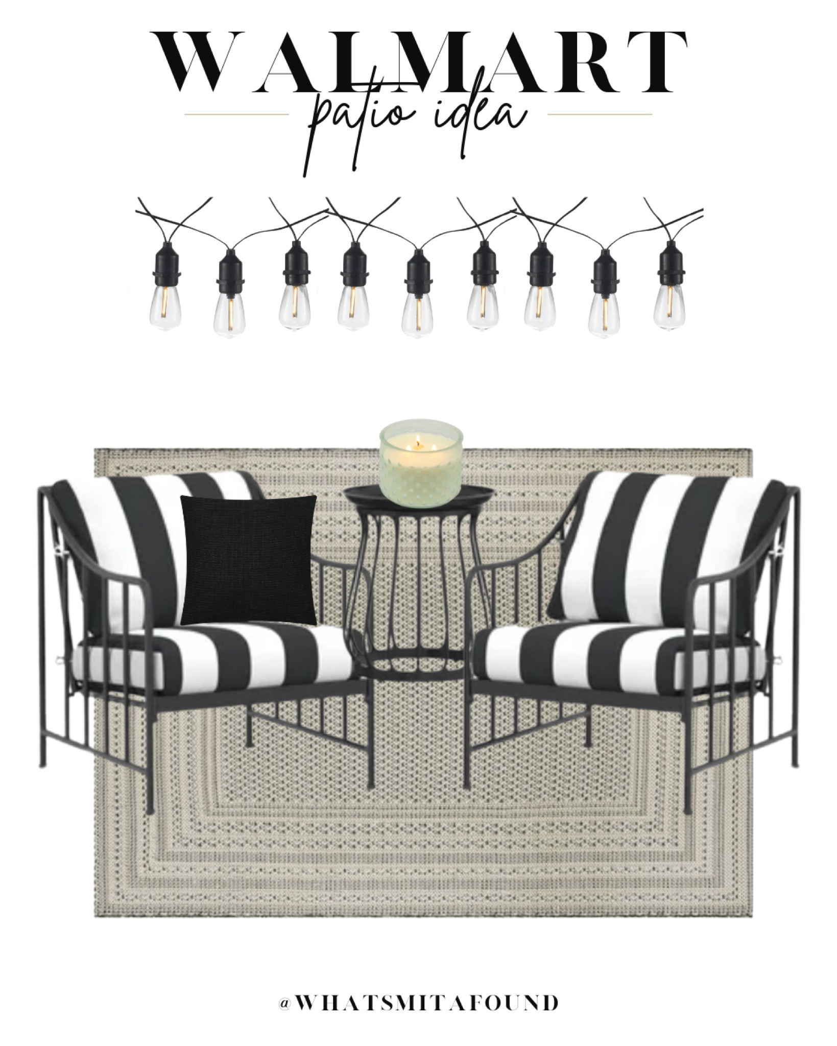 Walmart patio idea, Walmart patio inspo, outdoor furniture set, patio furniture set, outdoor conversation set, patio conversation set, striped patio set, striped outdoor furniture set, cushioned patio set, cushioned outdoor furniture set, outdoor rug, gray outdoor rug, neutral outdoor rug, patio rug, citronella candle, patio lights, string lights, outdoor lights, affordable outdoor furniture, affordable patio furniture, affordable patio decor, affordable outdoor decor 

#LTKstyletip #LTKSeasonal #LTKhome