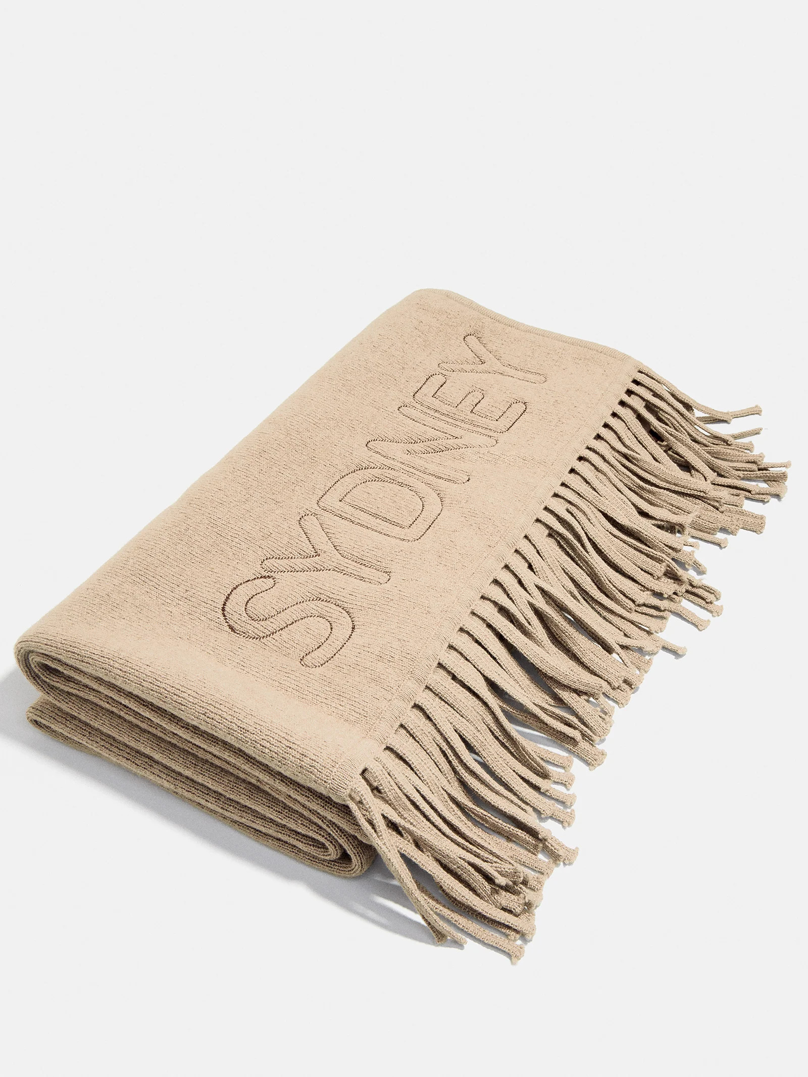 Pure Merino Wool Custom Blanket - Tan Sand/Chocolate Brown | BaubleBar