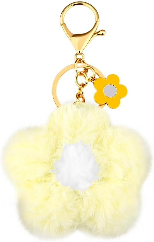 Flower Plush Keychain for Women Fuzzy Flower Keychain for Handbag Purse Bag Charms Birthday Gifts... | Amazon (US)