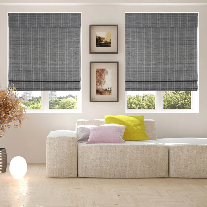 Cordless Semi-Sheer Gray-Brown Wash Roman Shade | Wayfair North America