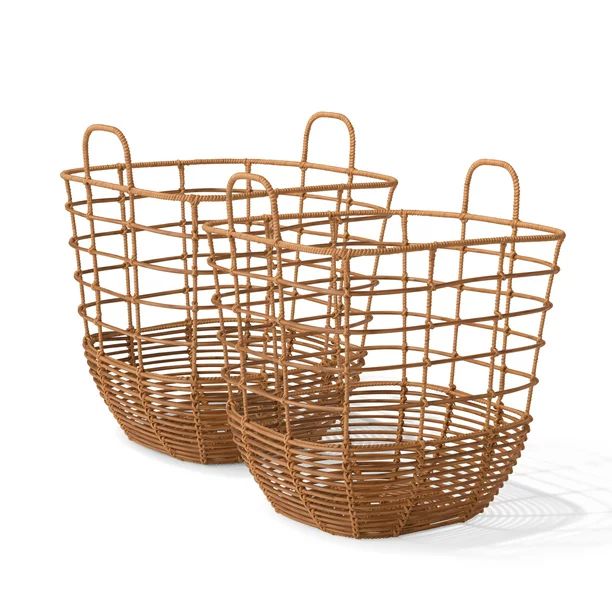 MoDRN Naturals Open Weave Poly Rattan Basket, Square, Set of 2 | Walmart (US)