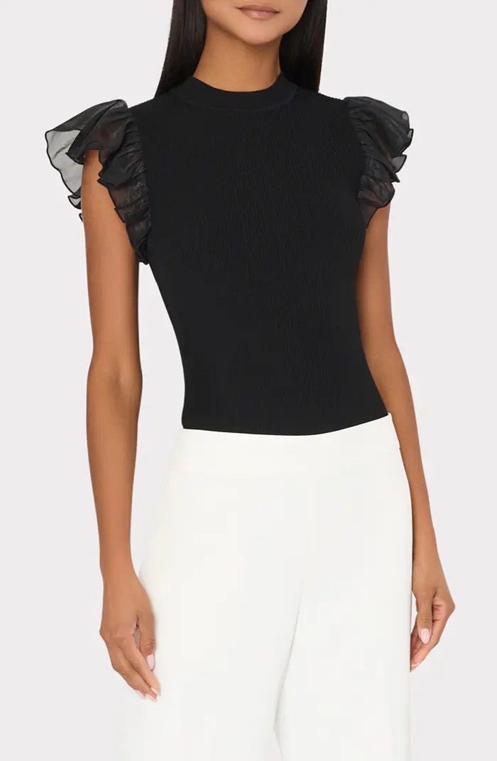 Milly Chiffon Flutter Sleeve Top | Nordstrom | Nordstrom